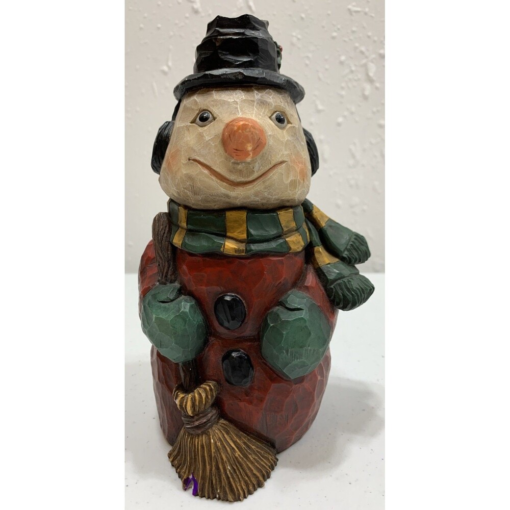 Vtg Craig Kirkwood folk art Snowman Figurine Laramie WY Winter Signed